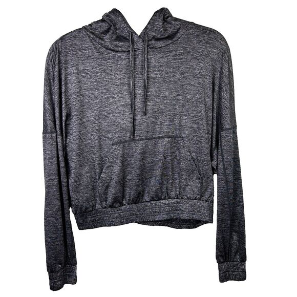 Fabletics Bea Long Sleeve Pullover Hoodie Top Heather Grey Metallic Shimmer XS - Picture 3 of 15